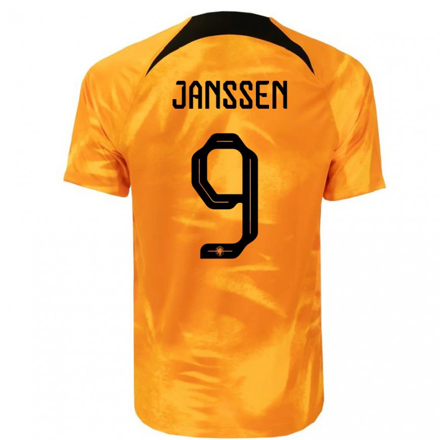 Kandiny Niño Camiseta Países Bajos Vincent Janssen #9 Naranja Láser 1ª Equipación 22-24 La Camisa Chile