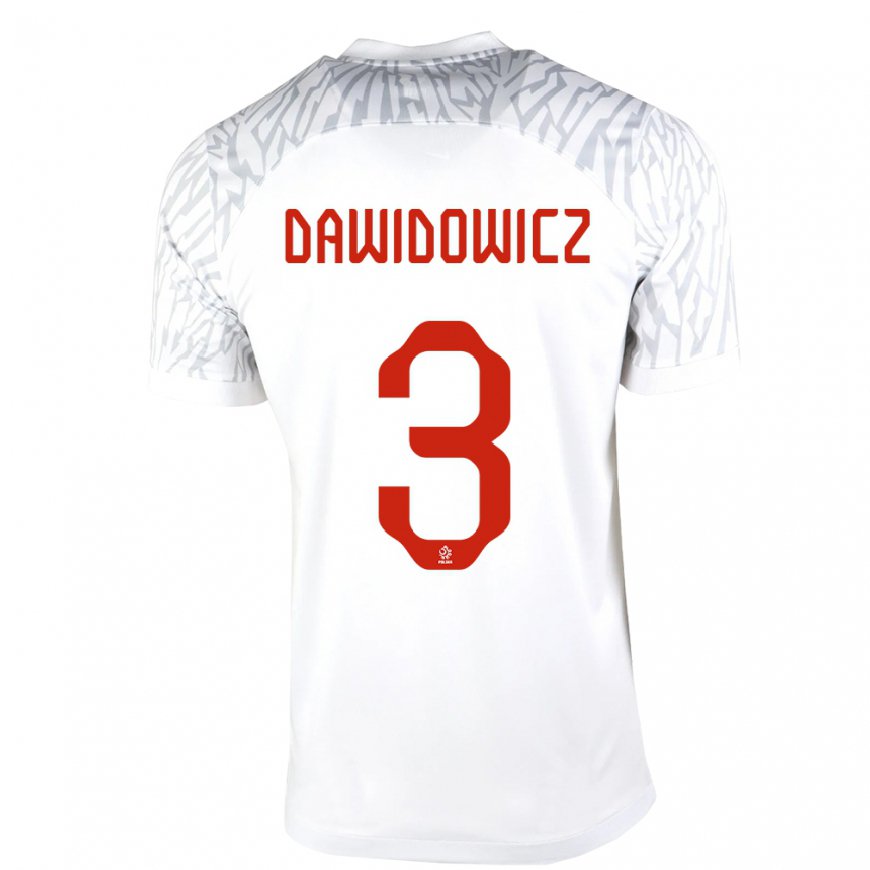 Kandiny Niño Camiseta Polonia Pawel Dawidowicz #3 Blanco 1ª Equipación 22-24 La Camisa Chile