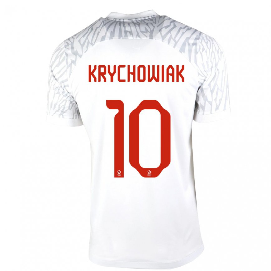 Kandiny Niño Camiseta Polonia Grzegorz Krychowiak #10 Blanco 1ª Equipación 22-24 La Camisa Chile