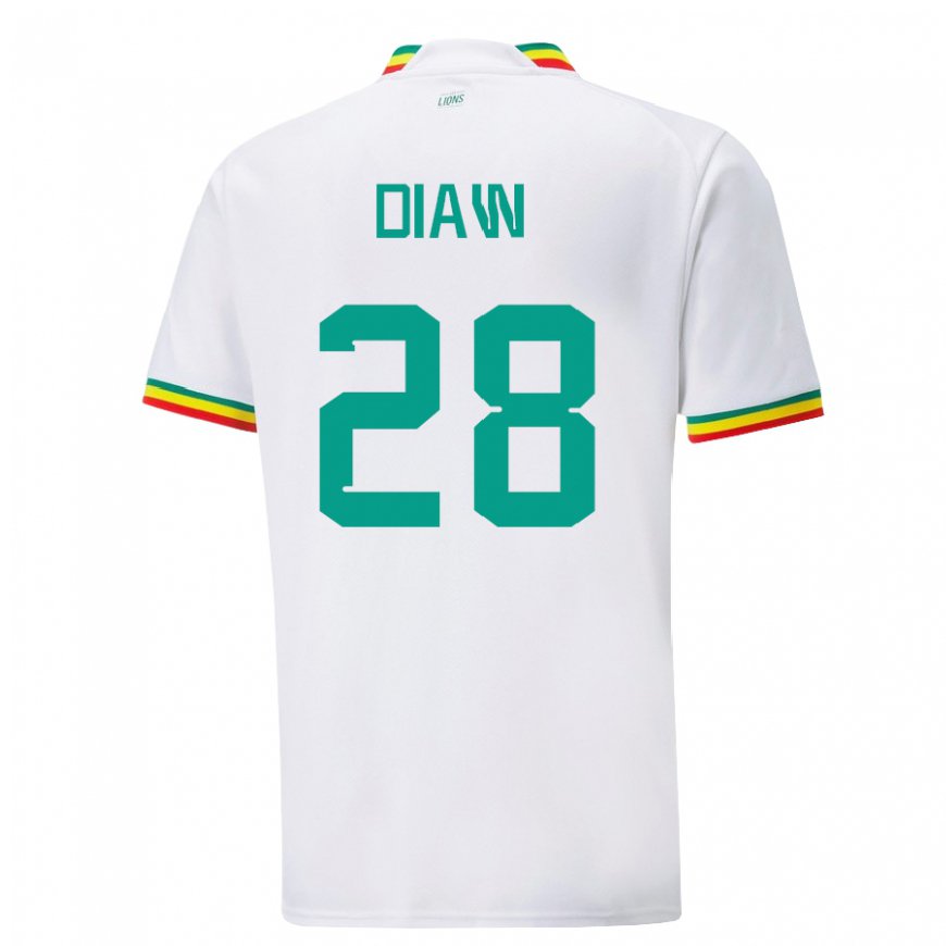 Kandiny Niño Camiseta Senegal Mory Diaw #28 Blanco 1ª Equipación 22-24 La Camisa Chile