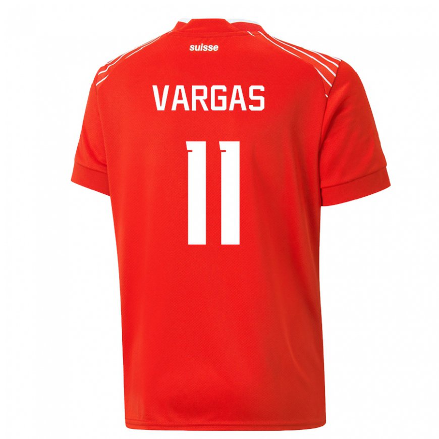 Kandiny Niño Camiseta Suiza Ruben Vargas #11 Rojo 1ª Equipación 22-24 La Camisa Chile