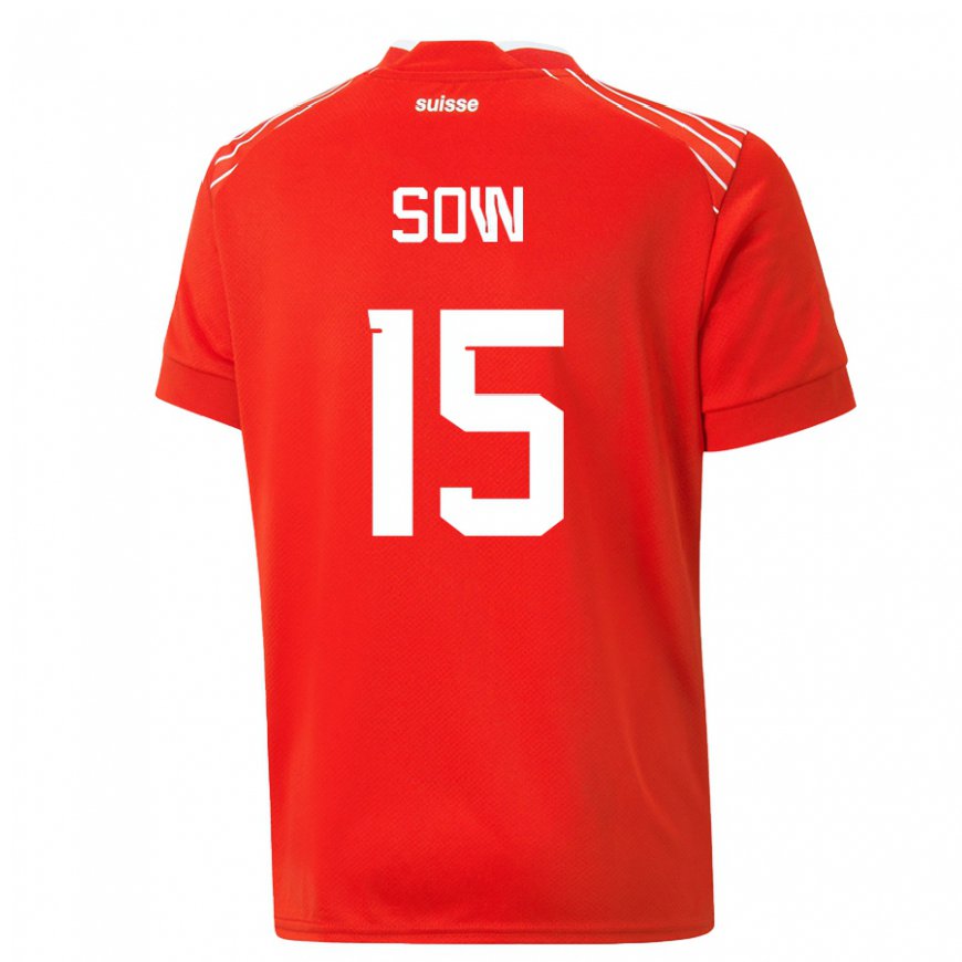 Kandiny Niño Camiseta Suiza Djibril Sow #15 Rojo 1ª Equipación 22-24 La Camisa Chile