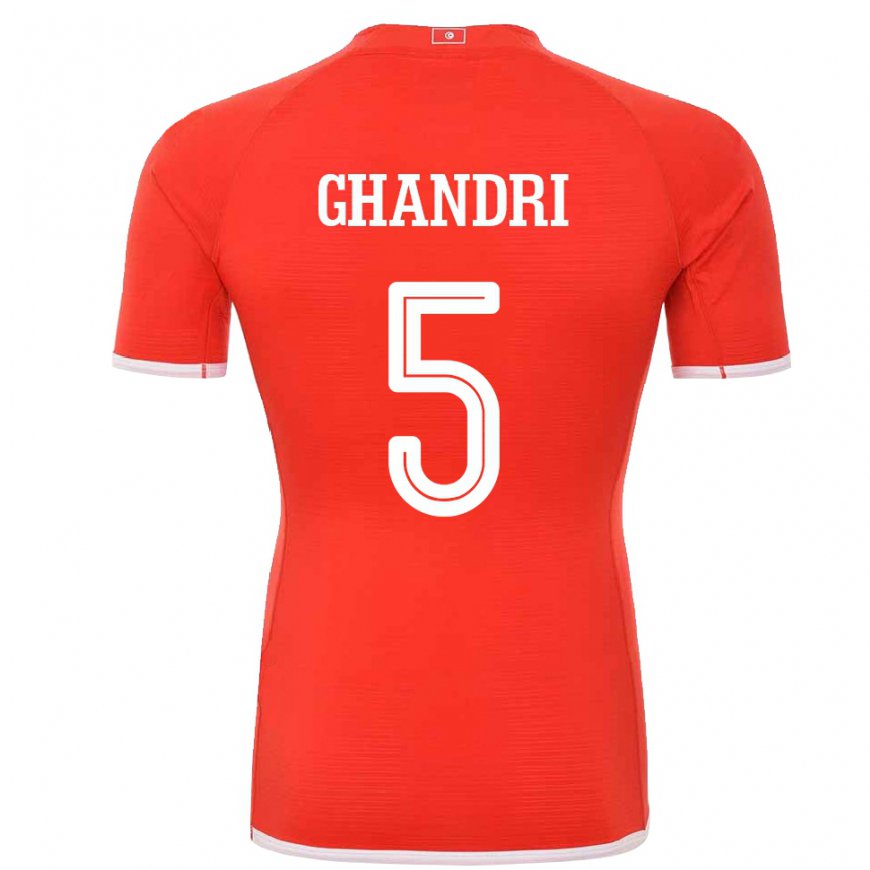 Kandiny Niño Camiseta Túnez Nader Ghandri #5 Rojo 1ª Equipación 22-24 La Camisa Chile