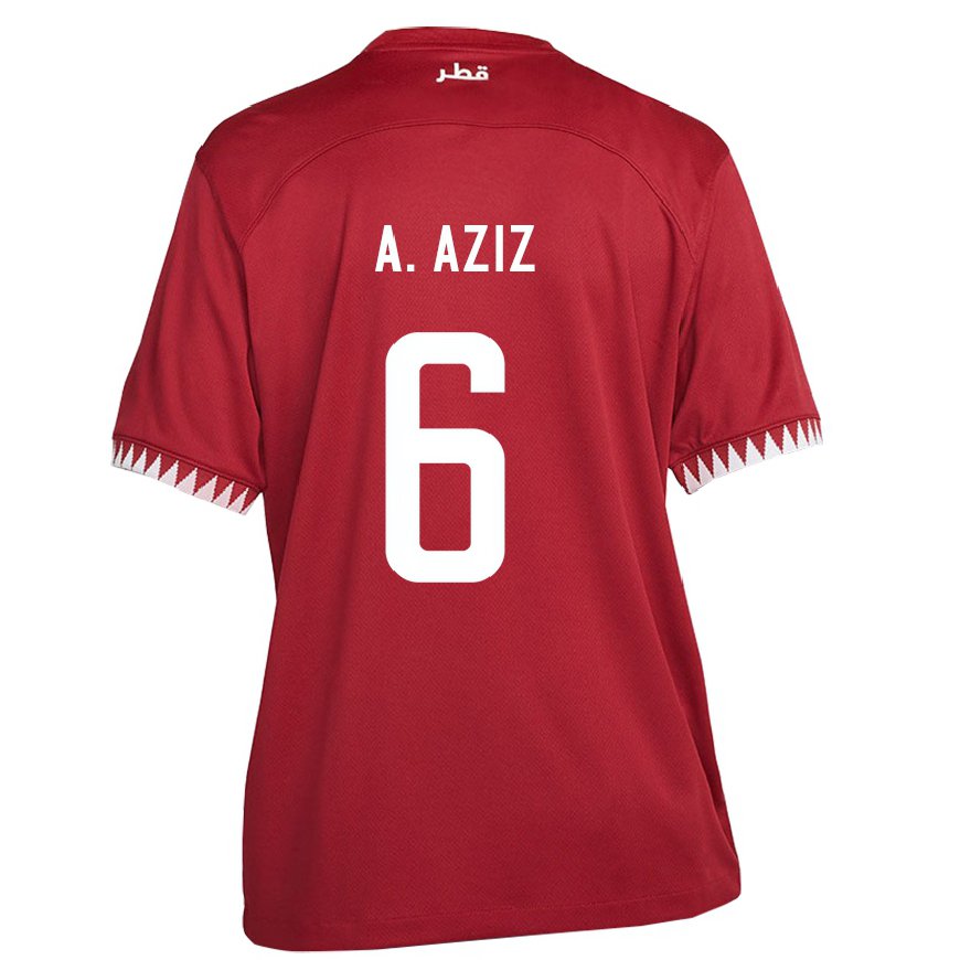 Kandiny Niño Camiseta Catar Abdulaziz Hatem #6 Granate 1ª Equipación 22-24 La Camisa Chile