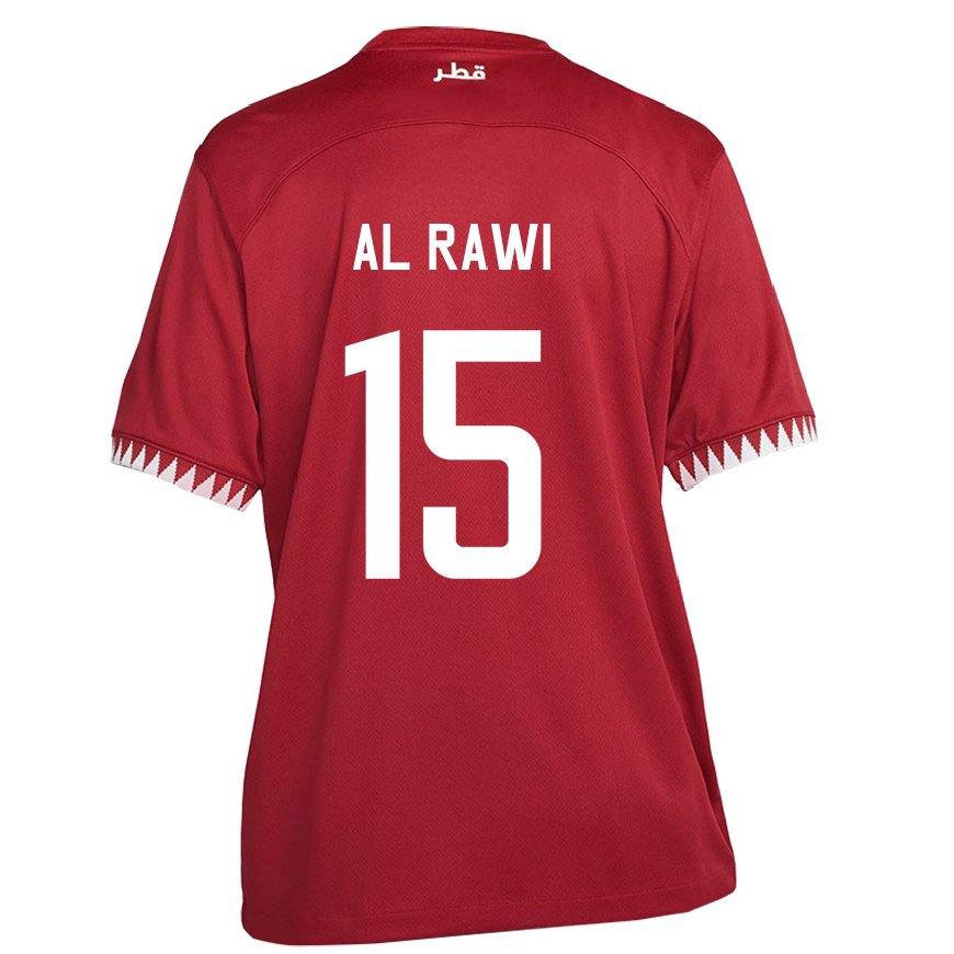 Kandiny Niño Camiseta Catar Bassam Al Rawi #15 Granate 1ª Equipación 22-24 La Camisa Chile