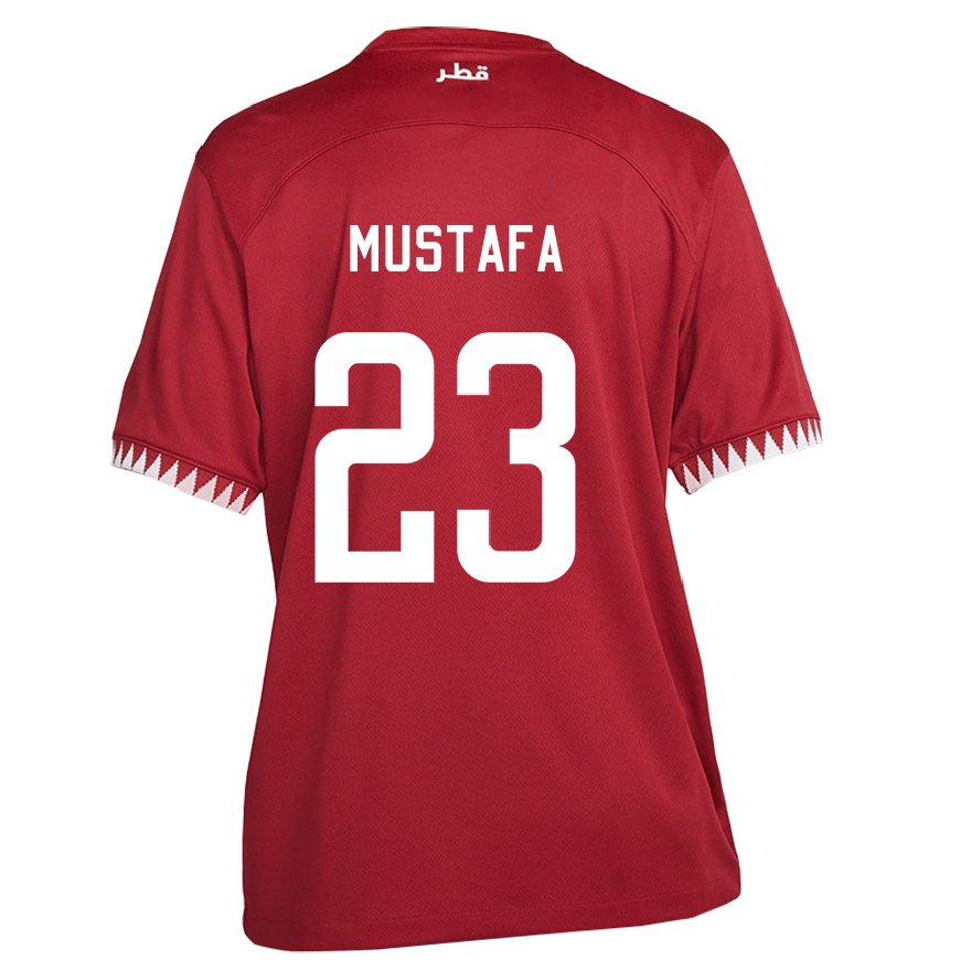 Kandiny Niño Camiseta Catar Mustafa Mashaal #23 Granate 1ª Equipación 22-24 La Camisa Chile