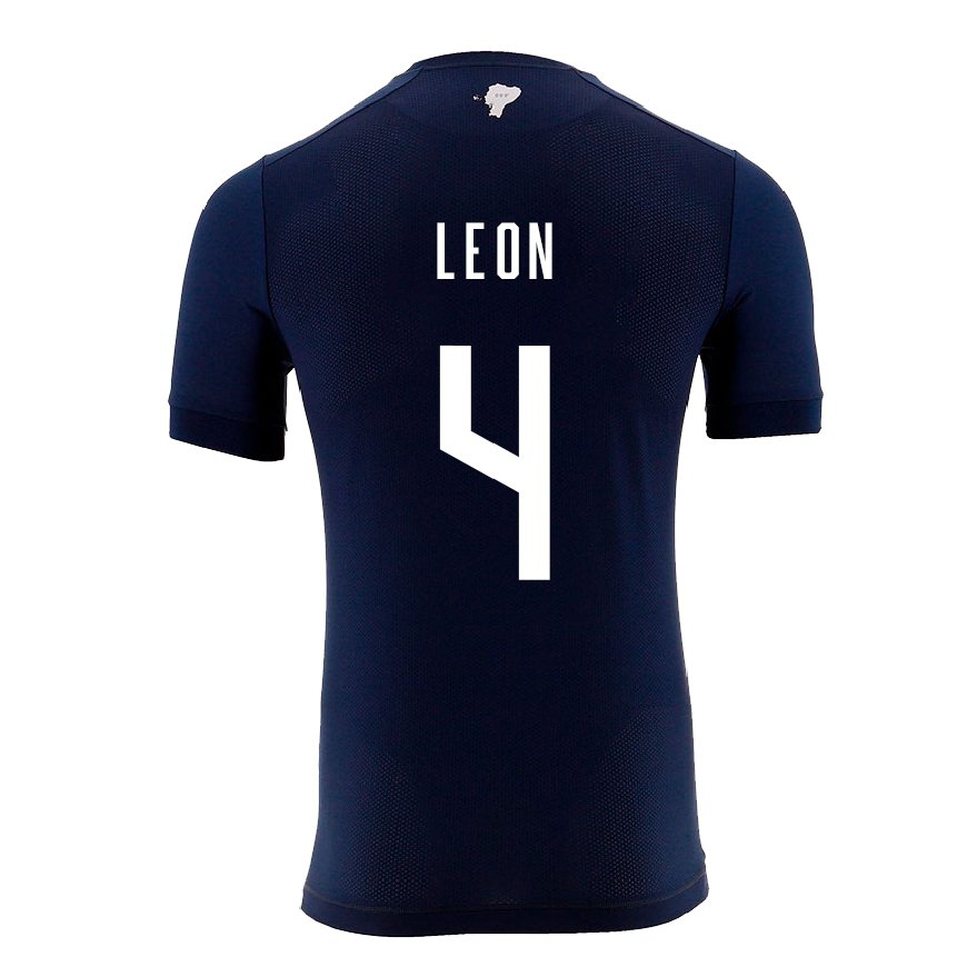 Kandiny Niño Camiseta Ecuador Fernando Leon #4 Azul Marino 2ª Equipación 22-24 La Camisa Chile