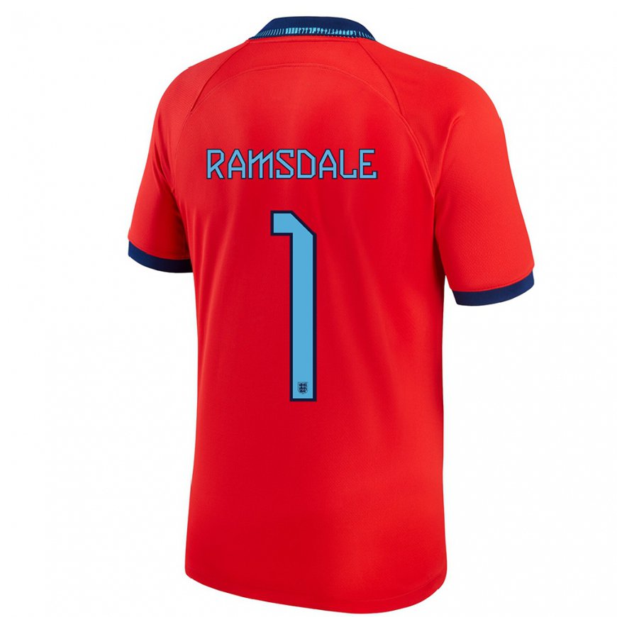 Kandiny Niño Camiseta Inglaterra Aaron Ramsdale #1 Rojo 2ª Equipación 22-24 La Camisa Chile