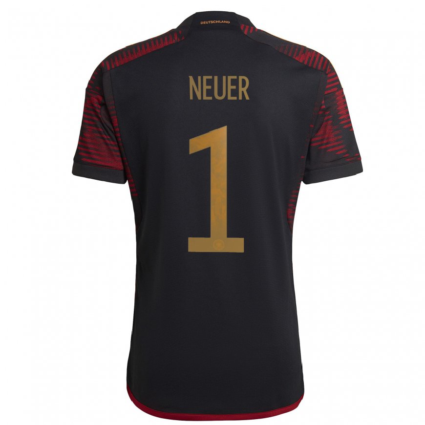 Kandiny Niño Camiseta Alemania Manuel Neuer #1 Granate Negro 2ª Equipación 22-24 La Camisa Chile
