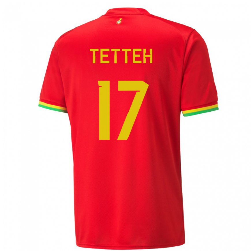 Kandiny Niño Camiseta Ghana Benjamin Tetteh #17 Rojo 2ª Equipación 22-24 La Camisa Chile