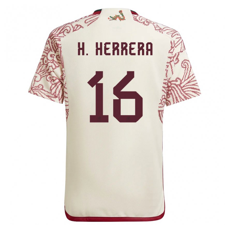 Kandiny Niño Camiseta México Hector Herrera #16 Maravilla Blanco Rojo 2ª Equipación 22-24 La Camisa Chile