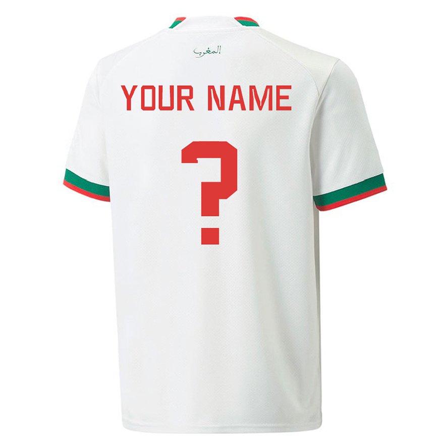 Kandiny Niño Camiseta Marruecos Su Nombre #0 Blanco 2ª Equipación 22-24 La Camisa Chile