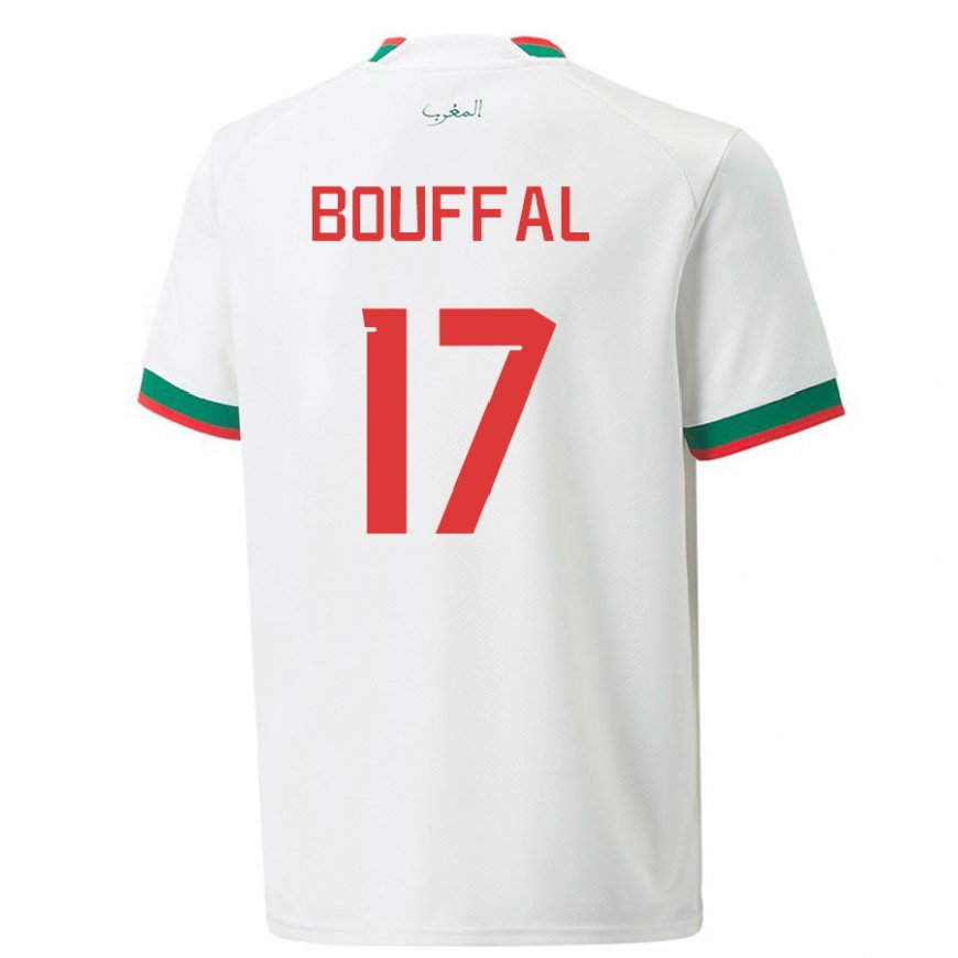 Kandiny Niño Camiseta Marruecos Soufiane Bouffal #17 Blanco 2ª Equipación 22-24 La Camisa Chile