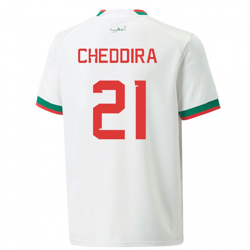 Kandiny Niño Camiseta Marruecos Walid Cheddira #21 Blanco 2ª Equipación 22-24 La Camisa Chile