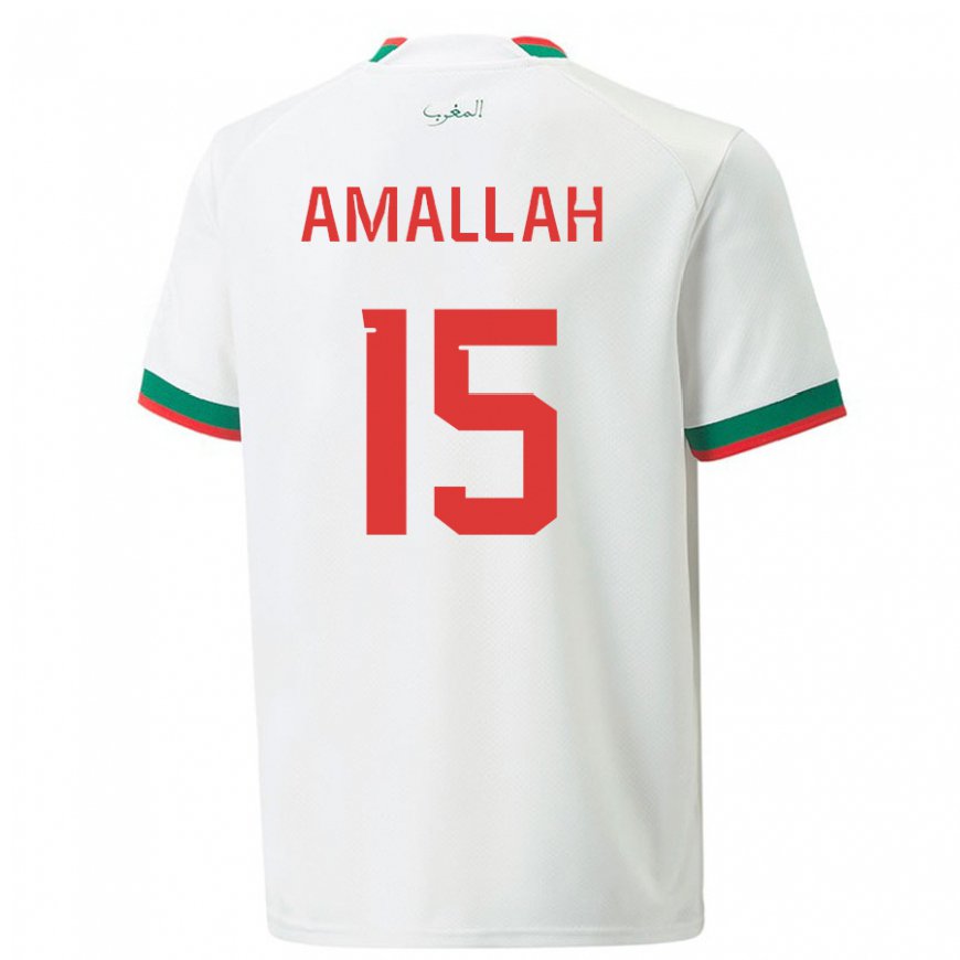 Kandiny Niño Camiseta Marruecos Selim Amallah #15 Blanco 2ª Equipación 22-24 La Camisa Chile