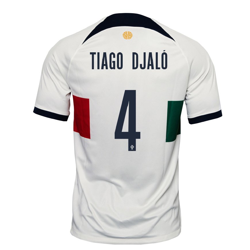 Kandiny Niño Camiseta Portugal Tiago Djalo #4 Blanco 2ª Equipación 22-24 La Camisa Chile