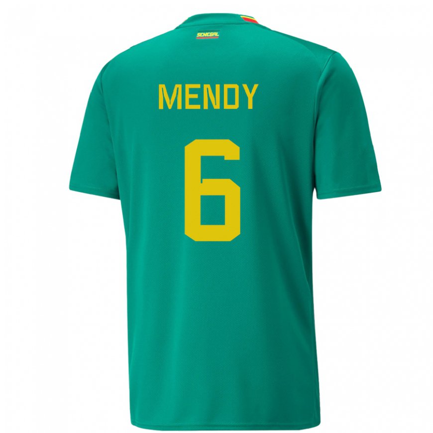 Kandiny Niño Camiseta Senegal Nampalys Mendy #6 Verde 2ª Equipación 22-24 La Camisa Chile