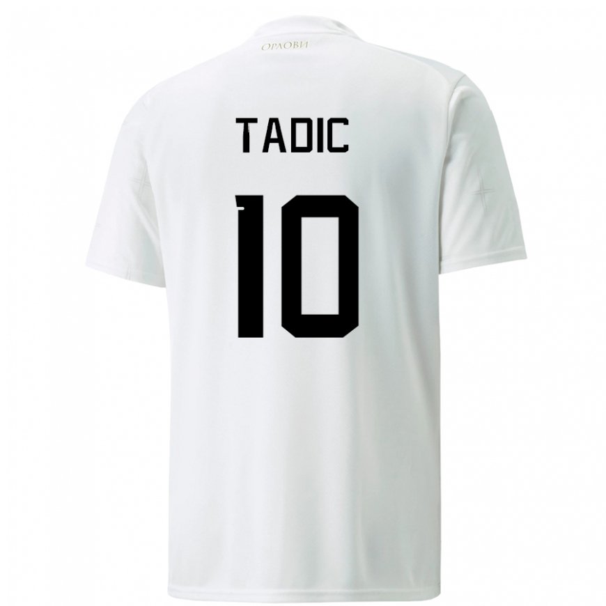 Kandiny Niño Camiseta Serbia Dusan Tadic #10 Blanco 2ª Equipación 22-24 La Camisa Chile