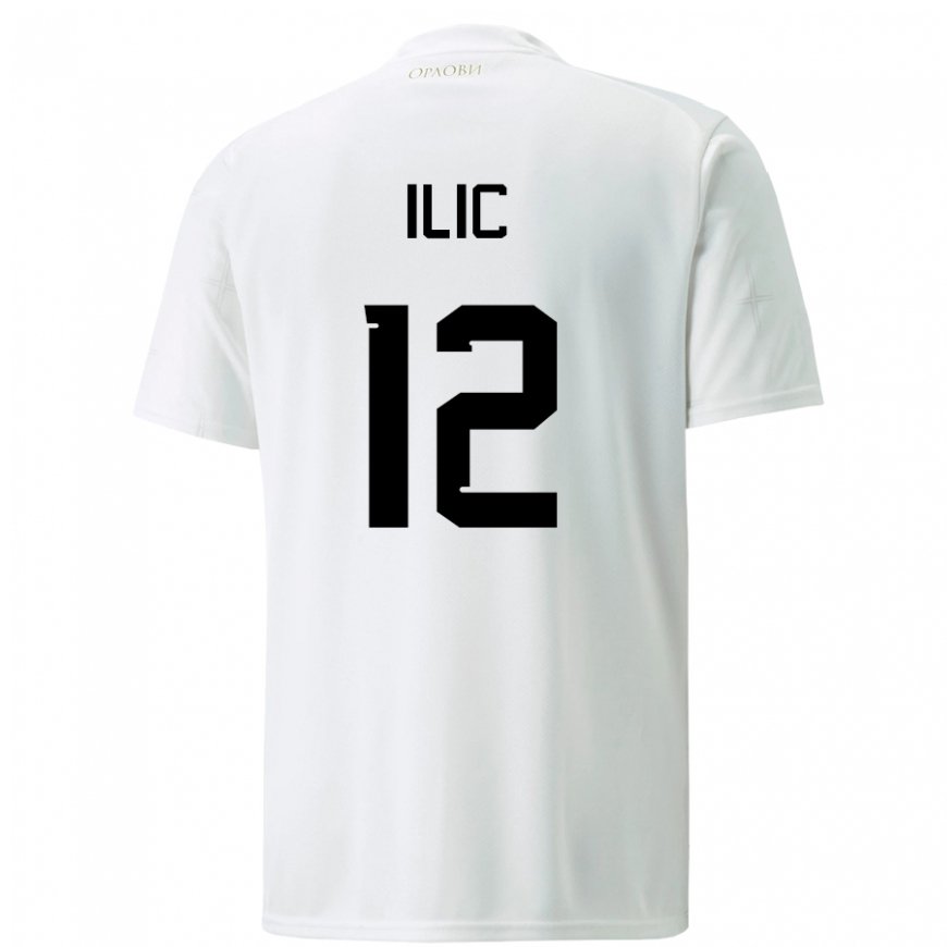 Kandiny Niño Camiseta Serbia Marko Ilic #12 Blanco 2ª Equipación 22-24 La Camisa Chile