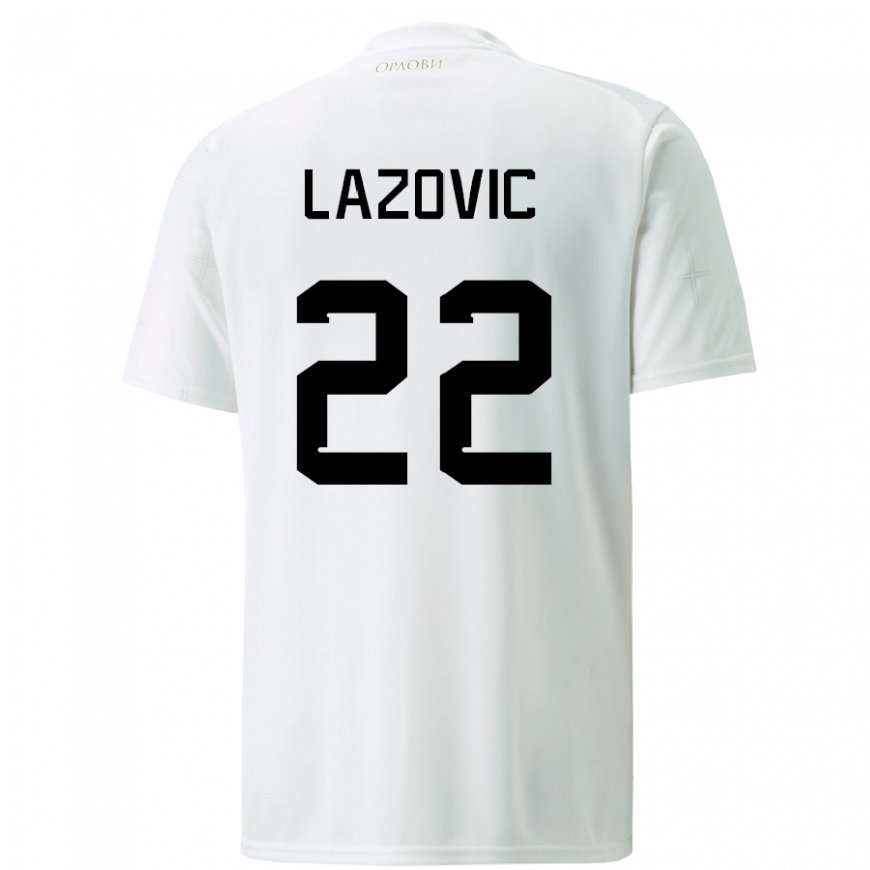 Kandiny Niño Camiseta Serbia Darko Lazovic #22 Blanco 2ª Equipación 22-24 La Camisa Chile