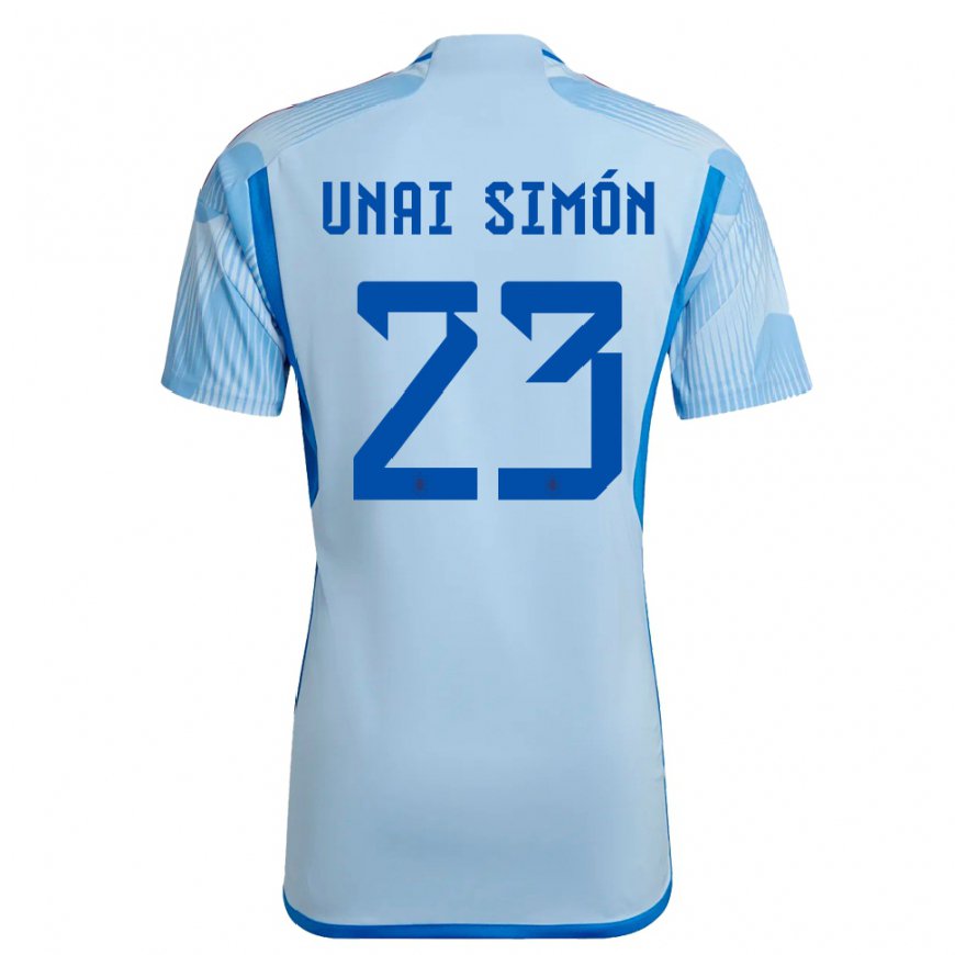 Kandiny Niño Camiseta España Unai Simon #23 Cielo Azul 2ª Equipación 22-24 La Camisa Chile