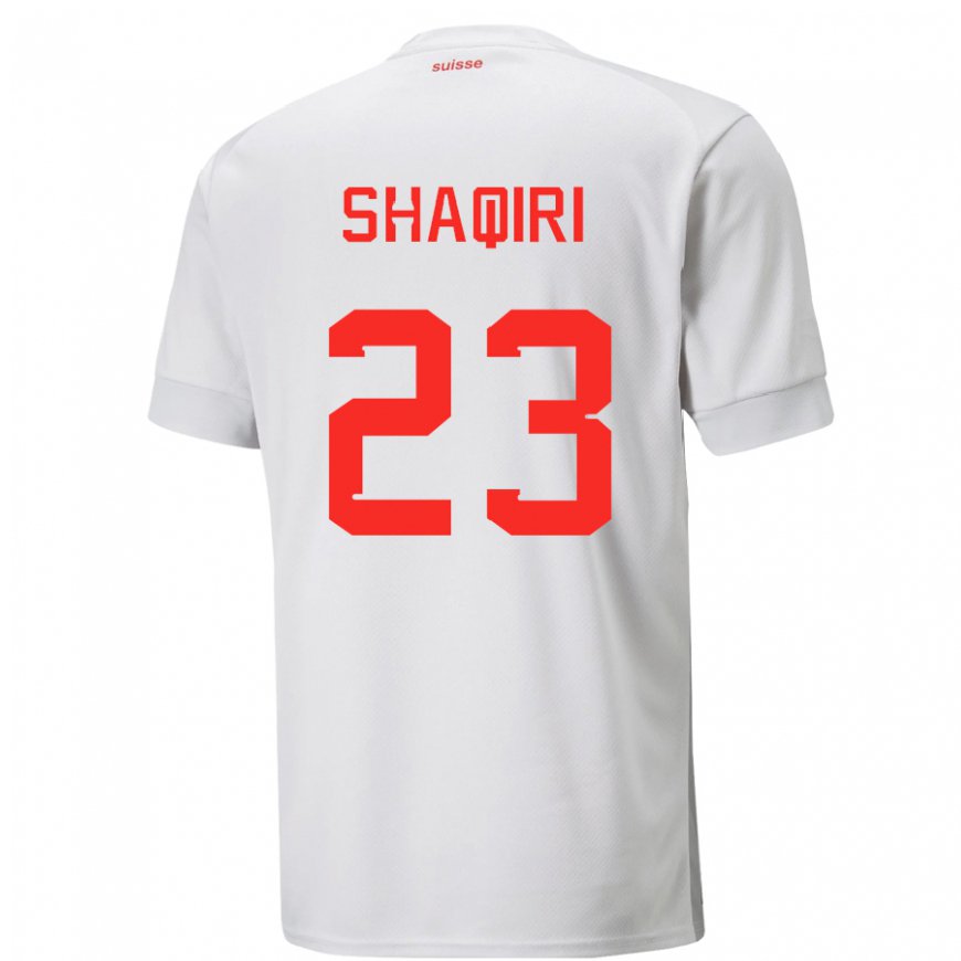 Kandiny Niño Camiseta Suiza Xherdan Shaqiri #23 Blanco 2ª Equipación 22-24 La Camisa Chile