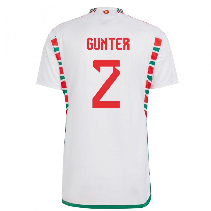 Kandiny Niño Camiseta Gales Chris Gunter #2 Blanco 2ª Equipación 22-24 La Camisa Chile