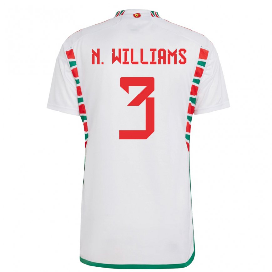 Kandiny Niño Camiseta Gales Neco Williams #3 Blanco 2ª Equipación 22-24 La Camisa Chile