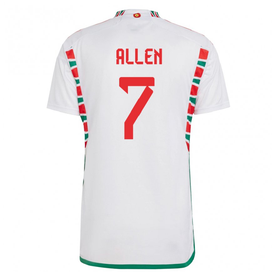 Kandiny Niño Camiseta Gales Joe Allen #7 Blanco 2ª Equipación 22-24 La Camisa Chile