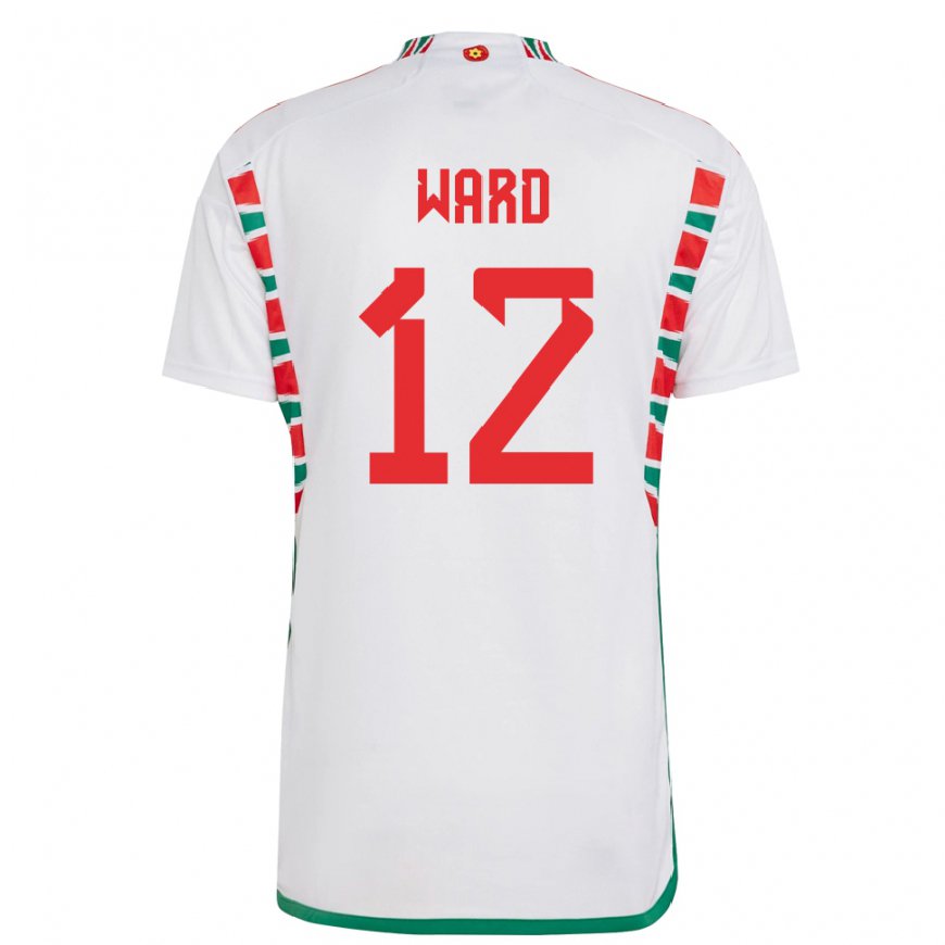 Kandiny Niño Camiseta Gales Danny Ward #12 Blanco 2ª Equipación 22-24 La Camisa Chile