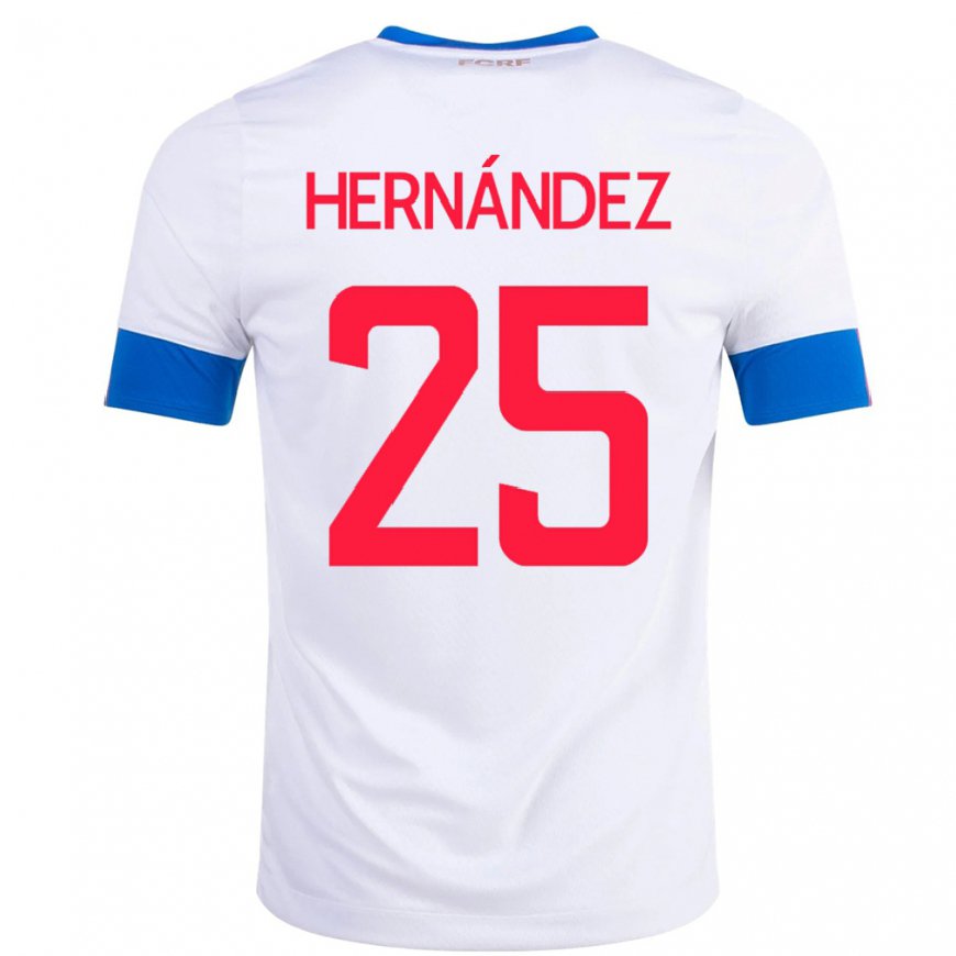 Kandiny Niño Camiseta Costa Rica Anthony Hernandez #25 Blanco 2ª Equipación 22-24 La Camisa Chile