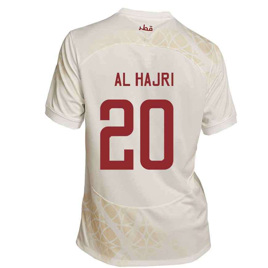Kandiny Niño Camiseta Catar Salem Al Hajri #20 Beis Dorado 2ª Equipación 22-24 La Camisa Chile
