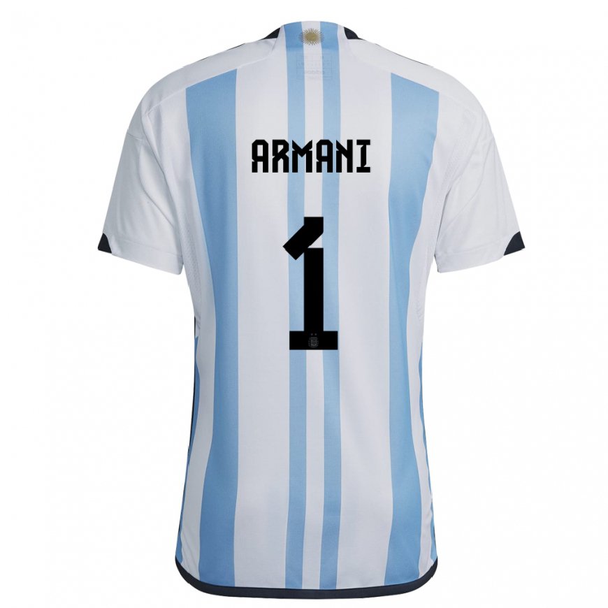 Kandiny Hombre Camiseta Argentina Franco Armani #1 Blanco Cielo Azul 1ª Equipación 22-24 La Camisa Chile