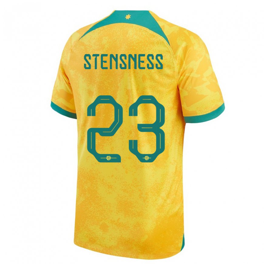 Kandiny Hombre Camiseta Australia Gianni Stensness #23 Dorado 1ª Equipación 22-24 La Camisa Chile