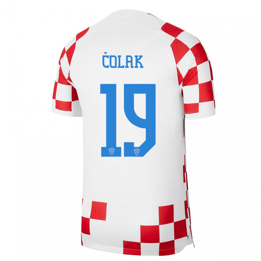 Kandiny Hombre Camiseta Croacia Antonio Colak #19 Rojo Blanco 1ª Equipación 22-24 La Camisa Chile