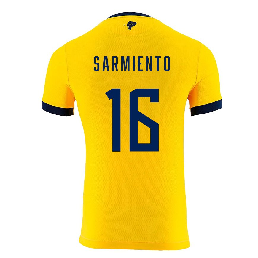 Kandiny Hombre Camiseta Ecuador Jeremy Sarmiento #16 Amarillo 1ª Equipación 22-24 La Camisa Chile