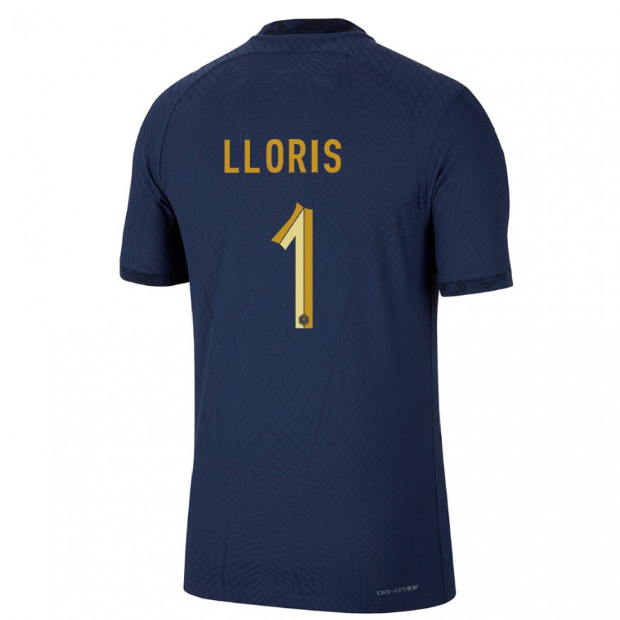 Kandiny Hombre Camiseta Francia Hugo Lloris #1 Azul Marino 1ª Equipación 22-24 La Camisa Chile