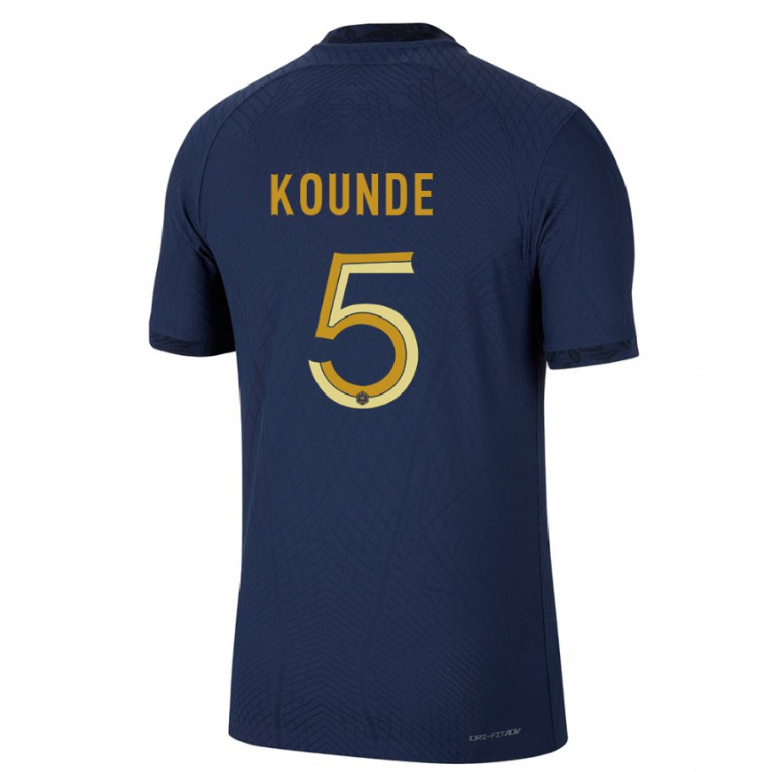 Kandiny Hombre Camiseta Francia Jules Kounde #5 Azul Marino 1ª Equipación 22-24 La Camisa Chile
