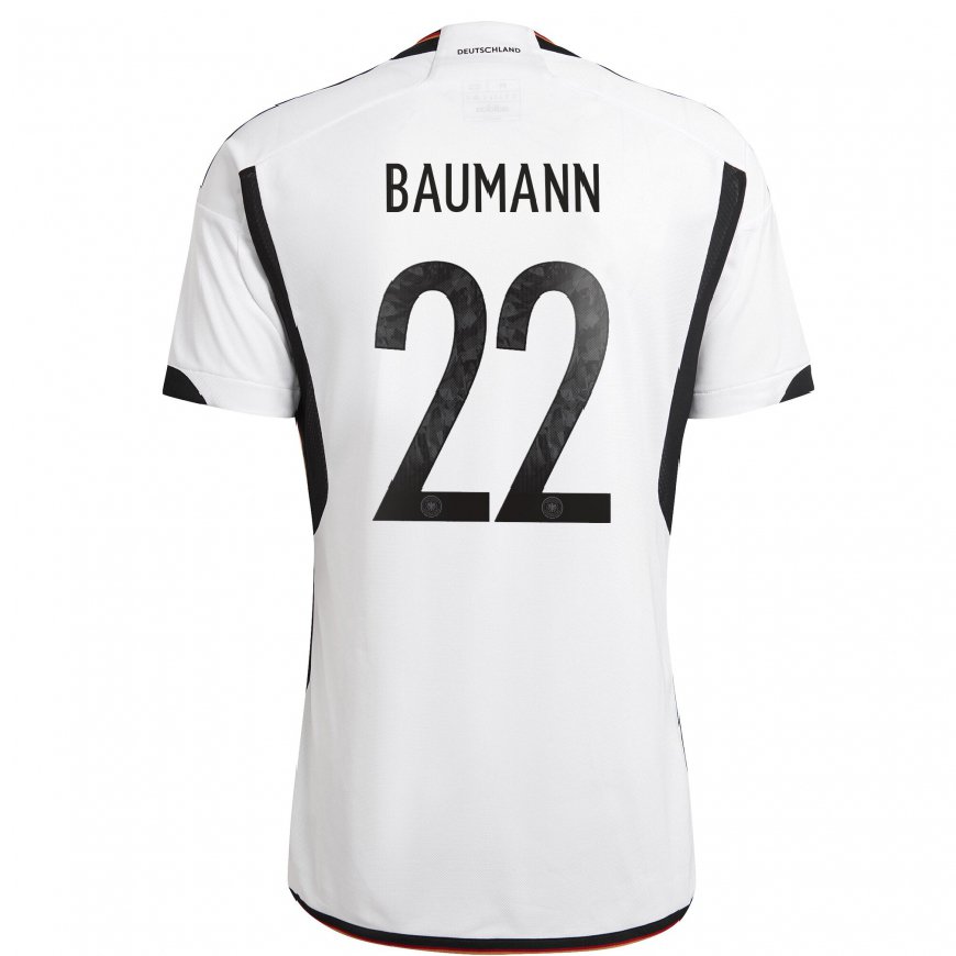 Kandiny Hombre Camiseta Alemania Oliver Baumann #22 Blanco Negro 1ª Equipación 22-24 La Camisa Chile