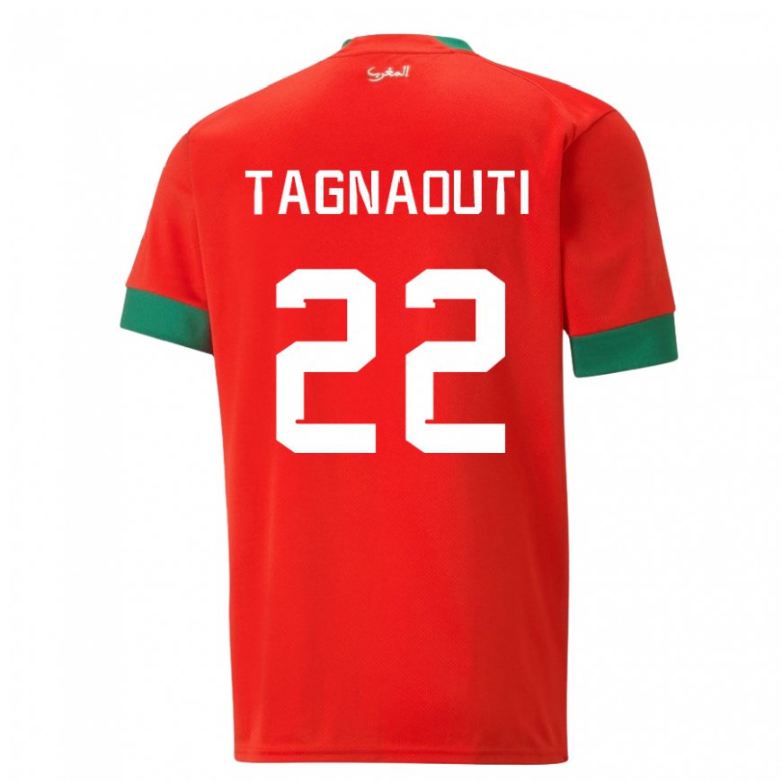 Kandiny Hombre Camiseta Marruecos Ahmed Reda Tagnaouti #22 Rojo 1ª Equipación 22-24 La Camisa Chile