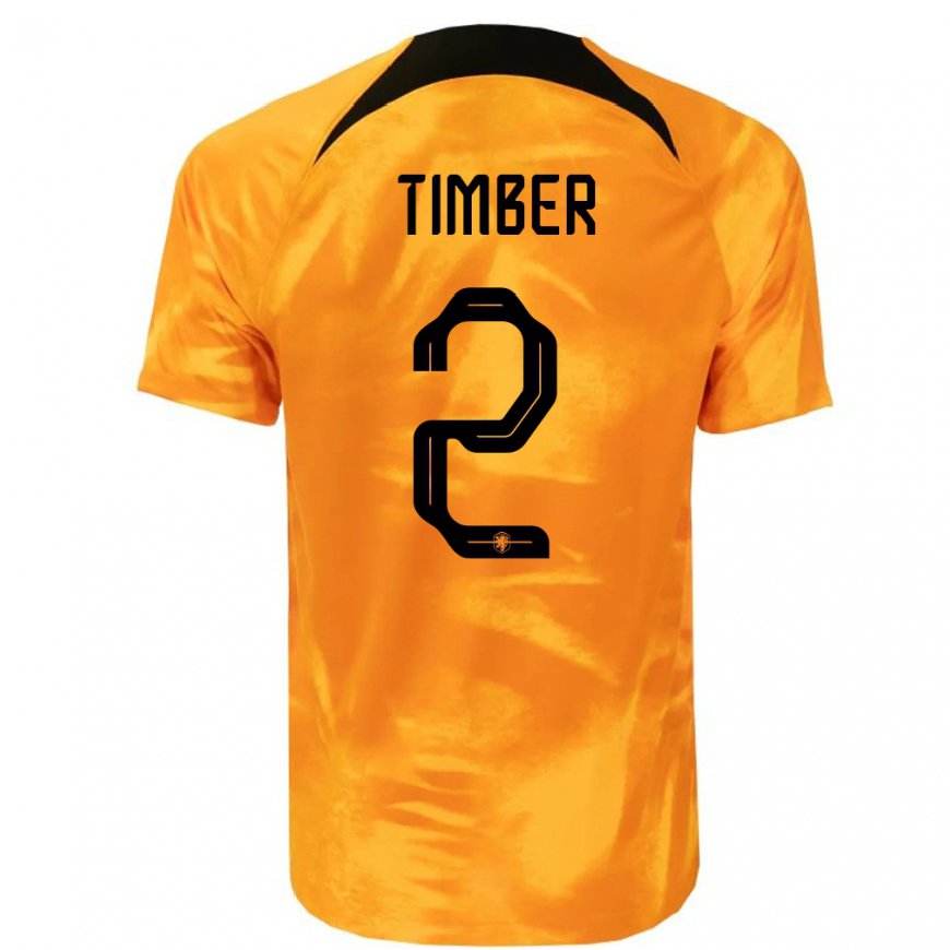 Kandiny Hombre Camiseta Países Bajos Jurrien Timber #2 Naranja Láser 1ª Equipación 22-24 La Camisa Chile