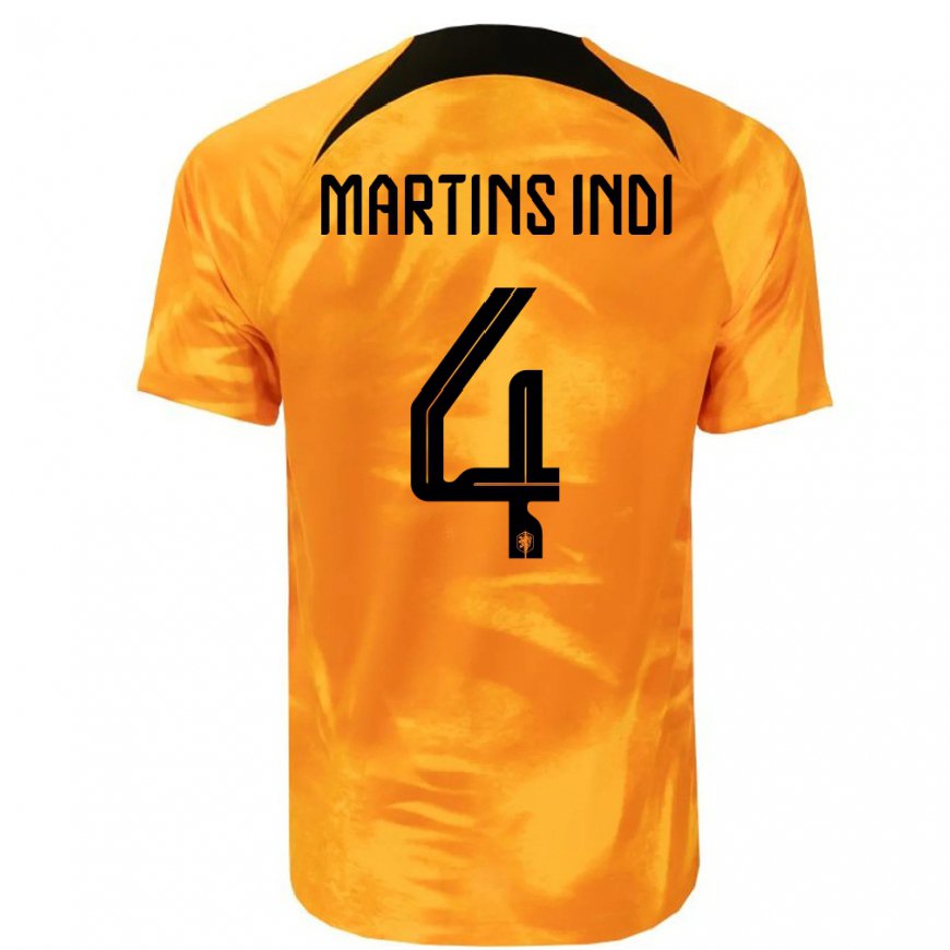 Kandiny Hombre Camiseta Países Bajos Bruno Martins Indi #4 Naranja Láser 1ª Equipación 22-24 La Camisa Chile
