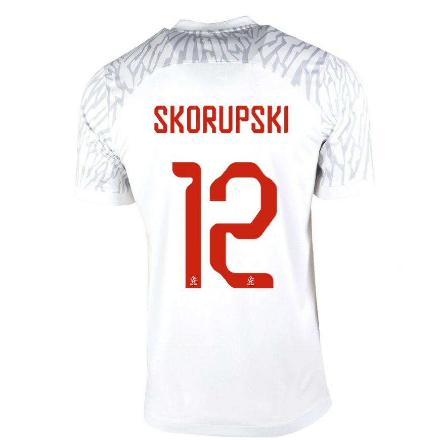 Kandiny Hombre Camiseta Polonia Lukasz Skorupski #12 Blanco 1ª Equipación 22-24 La Camisa Chile