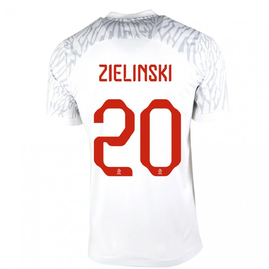 Kandiny Hombre Camiseta Polonia Piotr Zielinski #20 Blanco 1ª Equipación 22-24 La Camisa Chile