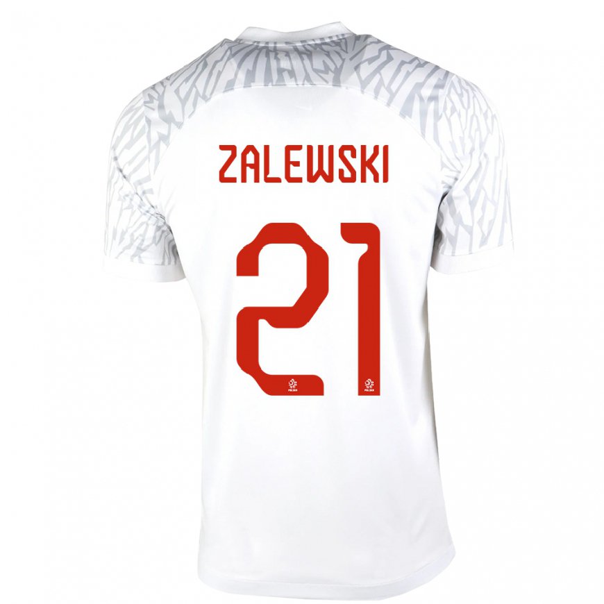 Kandiny Hombre Camiseta Polonia Nicola Zalewski #21 Blanco 1ª Equipación 22-24 La Camisa Chile
