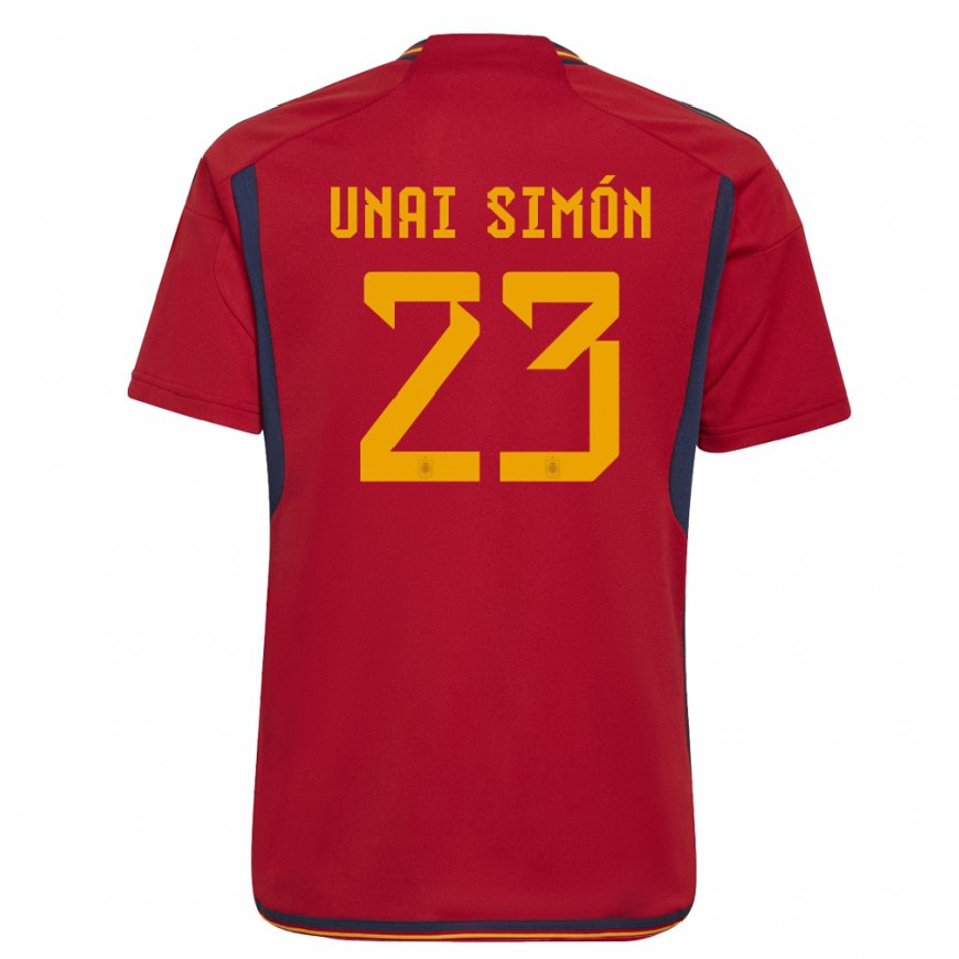 Kandiny Hombre Camiseta España Unai Simon #23 Rojo 1ª Equipación 22-24 La Camisa Chile