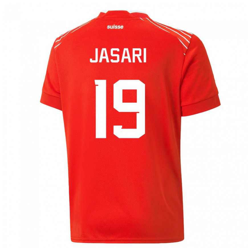 Kandiny Hombre Camiseta Suiza Ardon Jasari #19 Rojo 1ª Equipación 22-24 La Camisa Chile