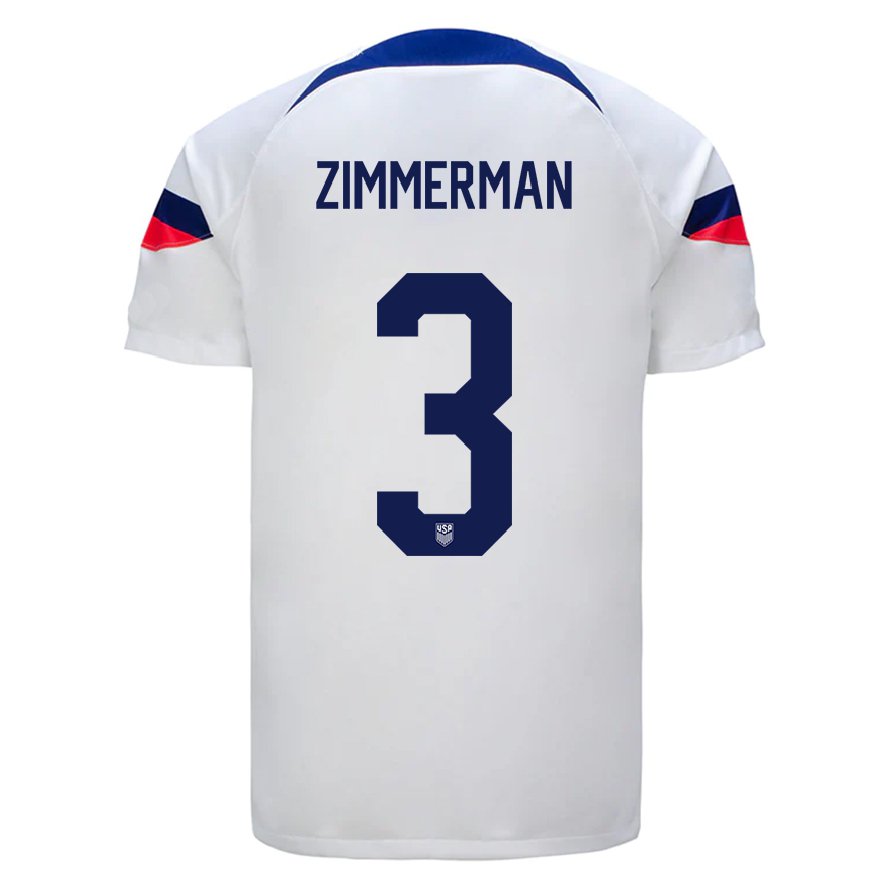 Kandiny Hombre Camiseta Estados Unidos Walker Zimmerman #3 Blanco 1ª Equipación 22-24 La Camisa Chile