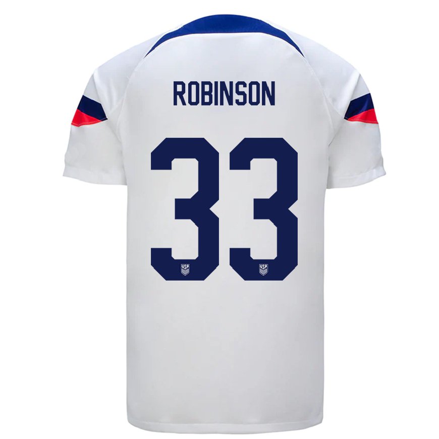 Kandiny Hombre Camiseta Estados Unidos Antonee Robinson #33 Blanco 1ª Equipación 22-24 La Camisa Chile