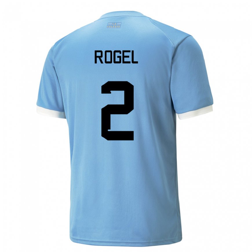 Kandiny Hombre Camiseta Uruguay Agustin Rogel #2 Azul 1ª Equipación 22-24 La Camisa Chile